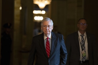 caption: Senate Majority Leader Mitch McConnell of Ky., walks to the Senate floor for a vote, on Capitol Hill, Thursday, Oct. 11, 2018 in Washington.