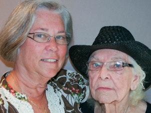caption: Marlene Watson and Rosella "Rose" Liscum at their StoryCorps interview in Rensselaer Falls, N.Y., in 2012.