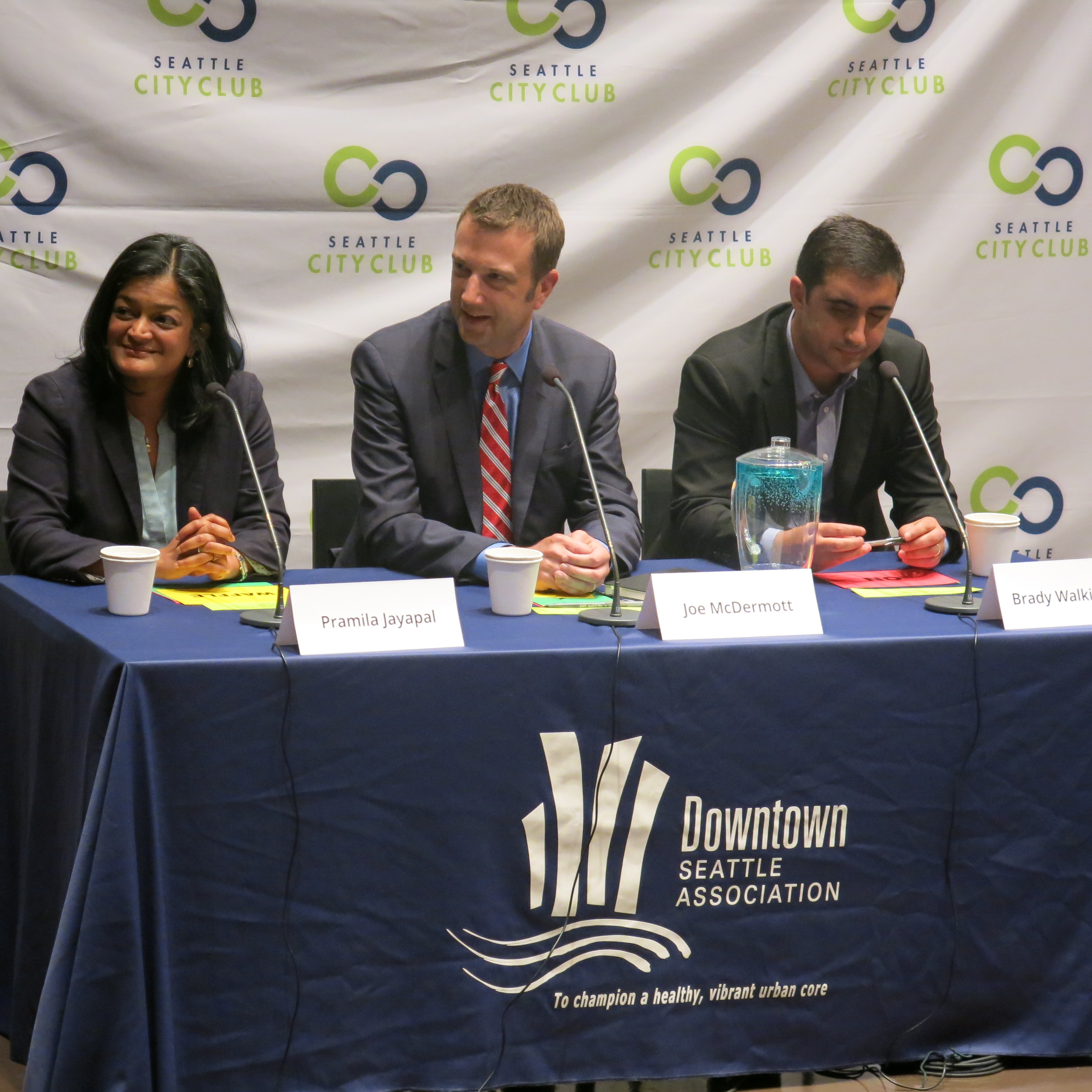 caption: Pramila Jayapal, Joe McDermott and Brady Walkinshaw are three Democrats seeking to replace retiring Rep. Jim McDermott