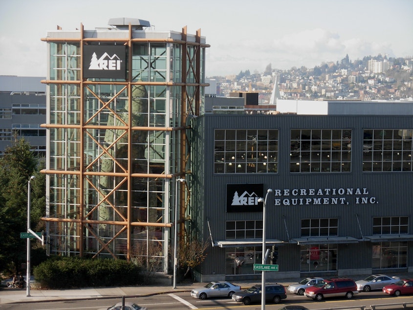 caption: REI's famous flagship store in downtown Seattle.