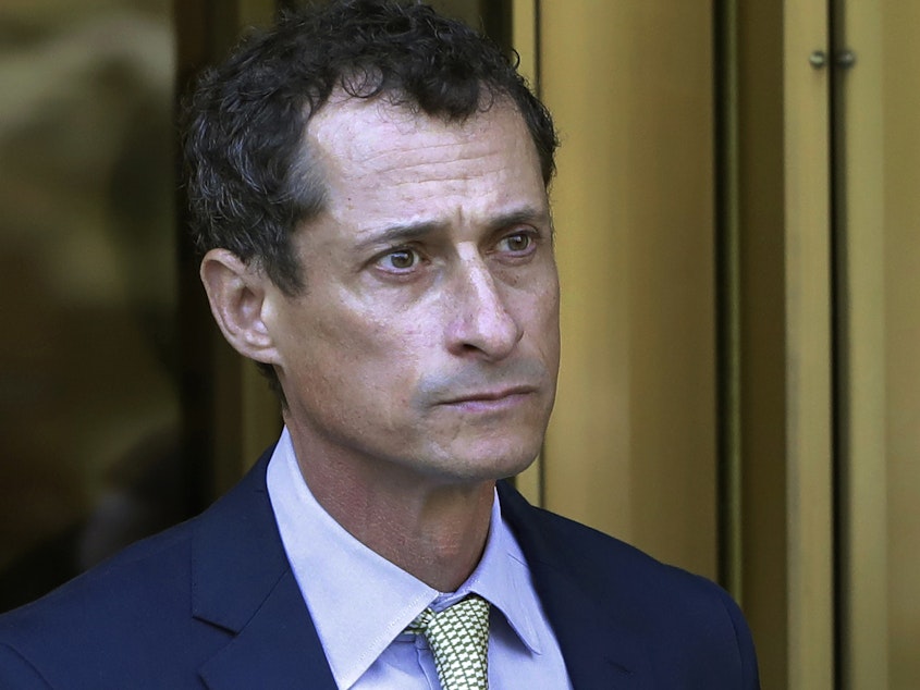 caption: In this 2017 photo, former lawmaker Anthony Weiner leaves federal court following his sentencing in New York. The New York Democrat has been released from federal prison in Massachusetts.