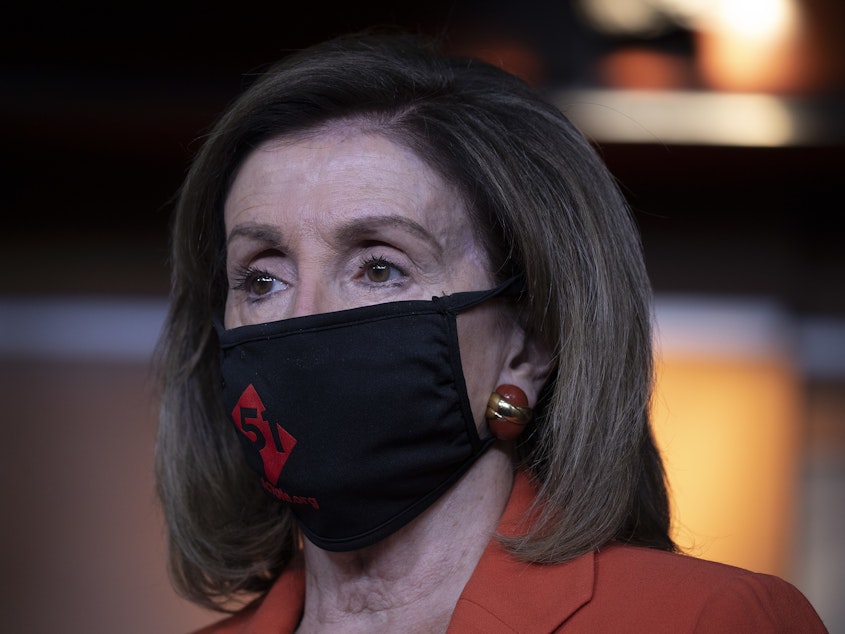 caption: House Speaker Nancy Pelosi, D-Calif., told NPR that she backs a mandate to require wearing masks to help stop the spread of the coronavirus.