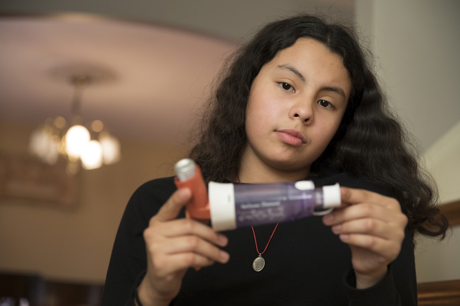 caption: Estefany Velasquez, 13, manages her asthma with medication but research shows that for every one emergency room visit for asthma made in our nation every year, there are 10 to 15 missed school days.