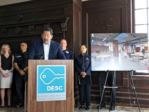 caption: Seattle Mayor Bruce Harrell announced millions in funding Thursday to create a post-overdose recovery center that will provide a space for people to stabilize following a non-fatal overdose.