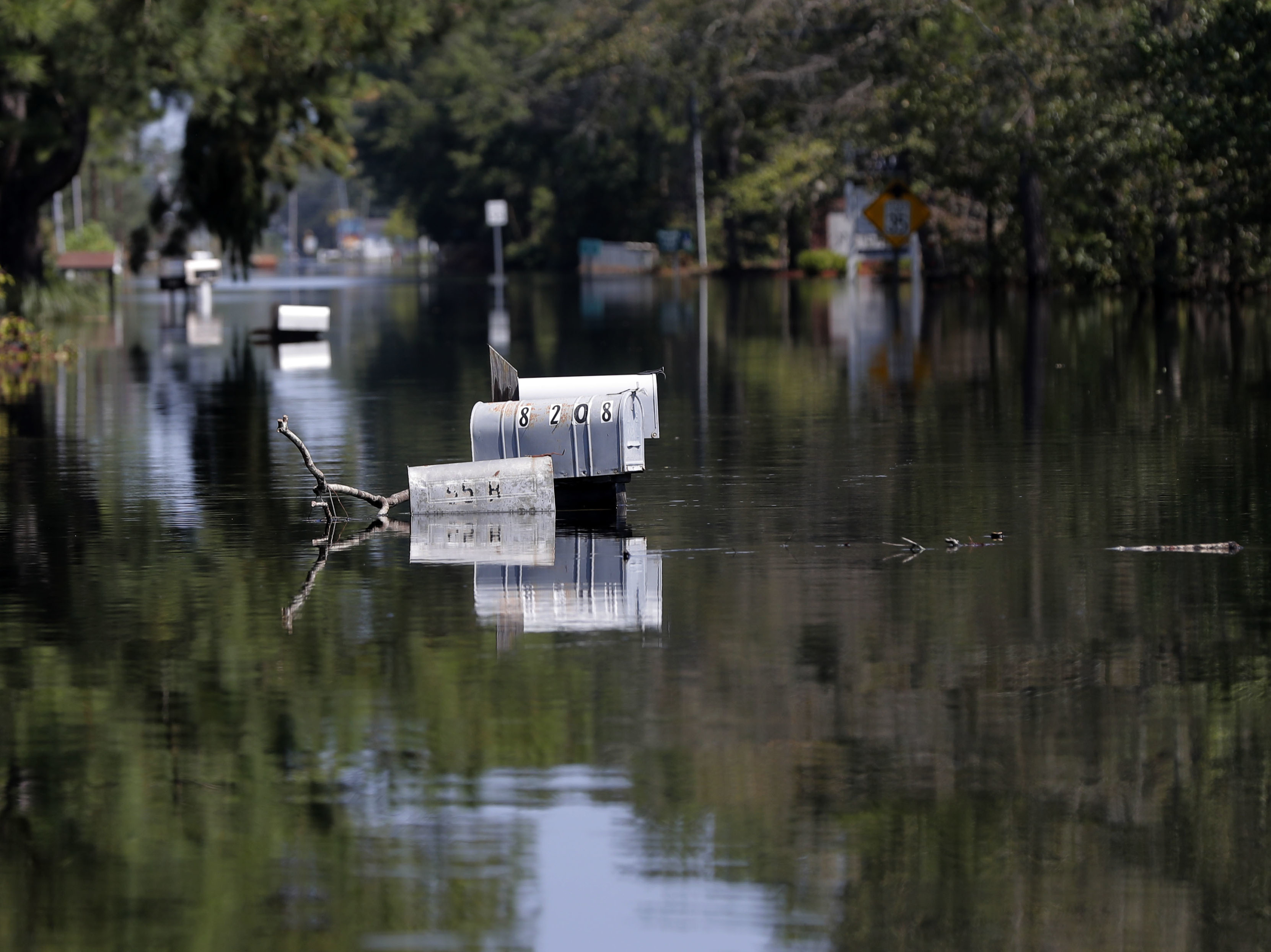 caption: Hurricane Florence flooded Nichols, S.C., in September 2018. It was the second catastrophic flood in the region in less than two years.