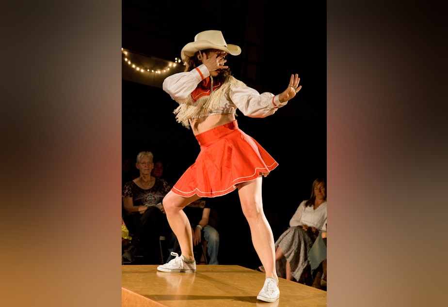 caption: Sara Jinks in "Cowgirls", choreographed by Pat Graney