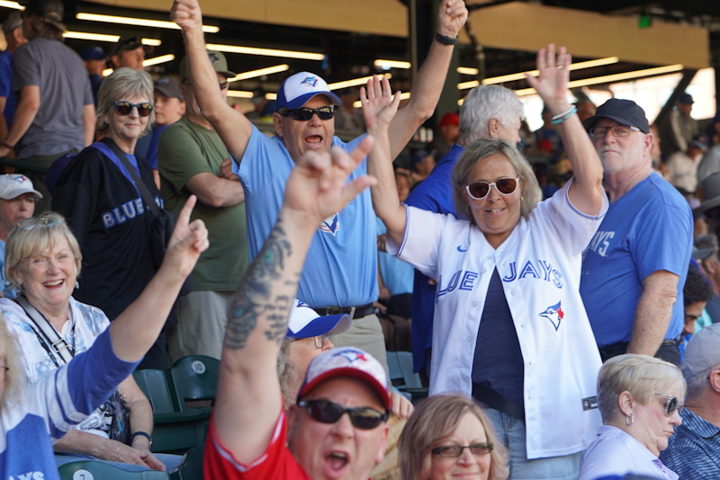caption: Toronto Blue Jays fans in Seattle