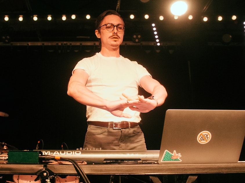 caption: Marc Rebillet performs at Saturn Birmingham on May 7, 2019 in Birmingham, Ala.