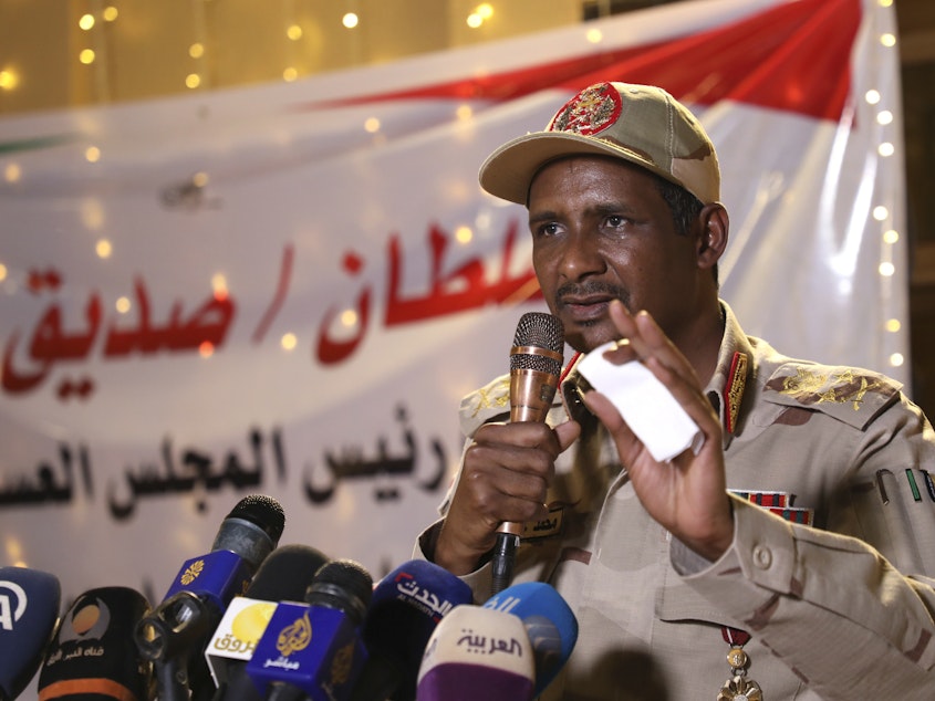 caption: Lt. Gen. Mohamed Hamdan Dagalo is a social media personality. He's also the leader of the paramilitary group that attacked thousands of pro-democracy protesters on June 3, leaving more than a 100 dead.