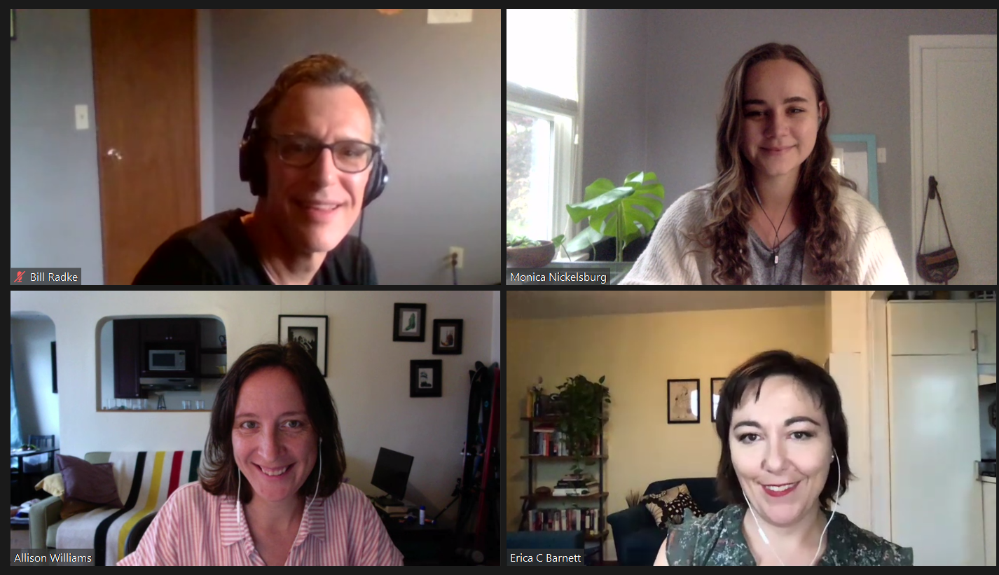 caption: Bill Radke, Monica Nickelsburg, Allison Williams and Erica C Barnett ready to discuss the week's news