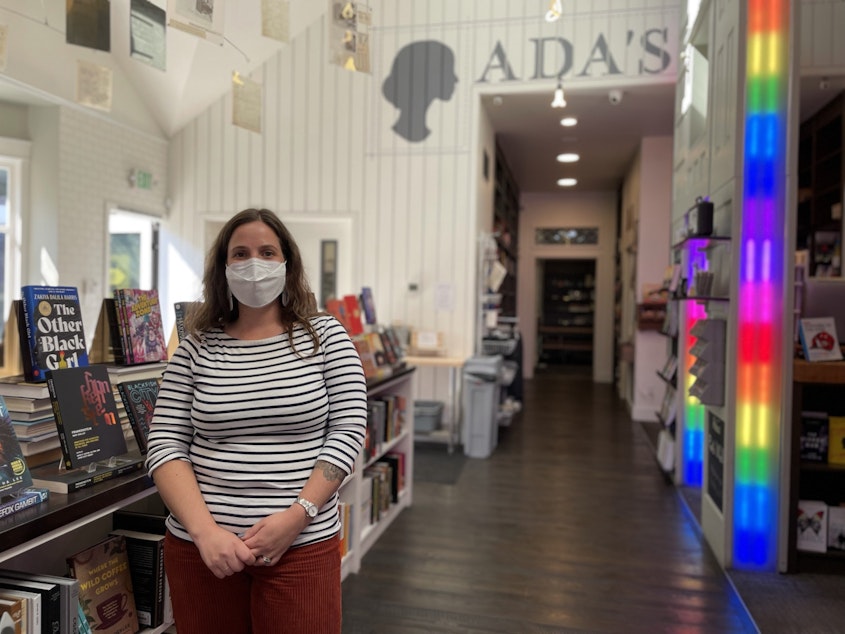 caption: Danielle Hulton at Ada's Technical Books and Cafe