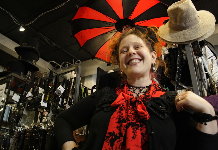 caption: Jennafuh Singer of The New York Xchange says business is up since light rail moved to Capitol Hill. Her store is moving a few doors down into a space shared with Panache, in part to be even closer to light rail.