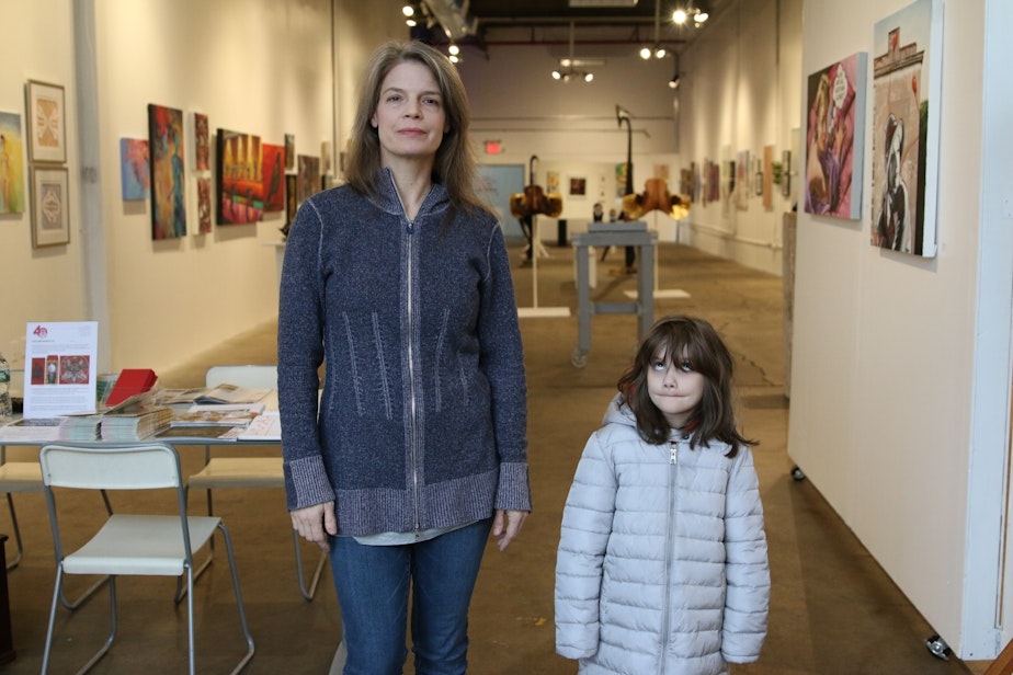 caption: Norma Homberg and Aurora at the Plaxall Gallery, run by Long Island City Artists