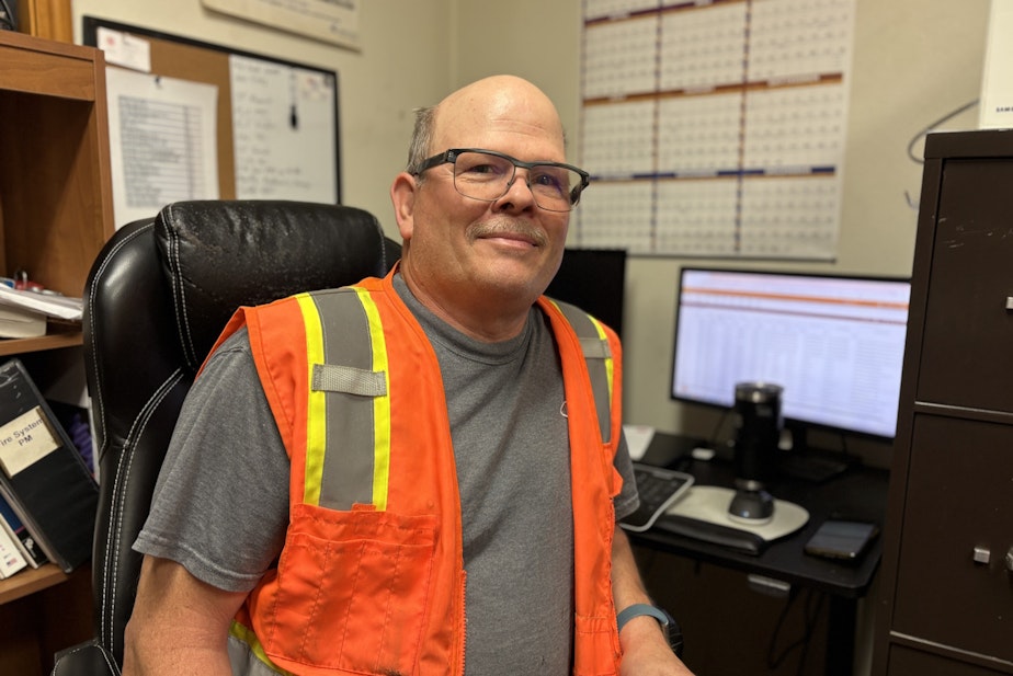 caption: Dennis Barnes pictured one week before his retirement from the Hampton Mill in Morton following a 26-year career.