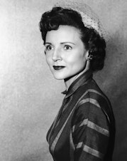caption: White co-hosted a live variety show in Los Angeles in the late 1940s for five hours a day. In the 1950s, she helped create a sitcom called "Life with Elizabeth", which she was the star and a producer, seen here in 1955.