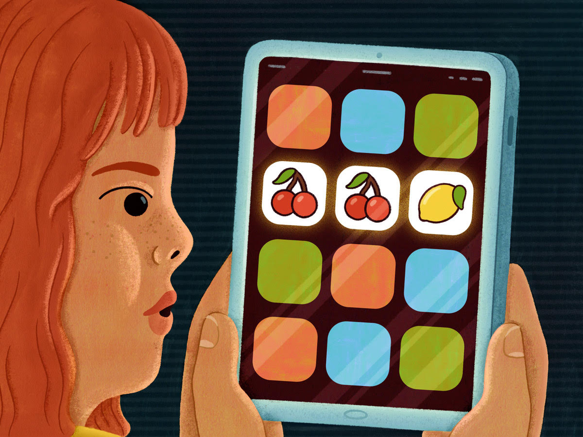 caption: What makes a person keep playing a video slot machine? Some of the same features that make children stay on social media apps or video games for too long.