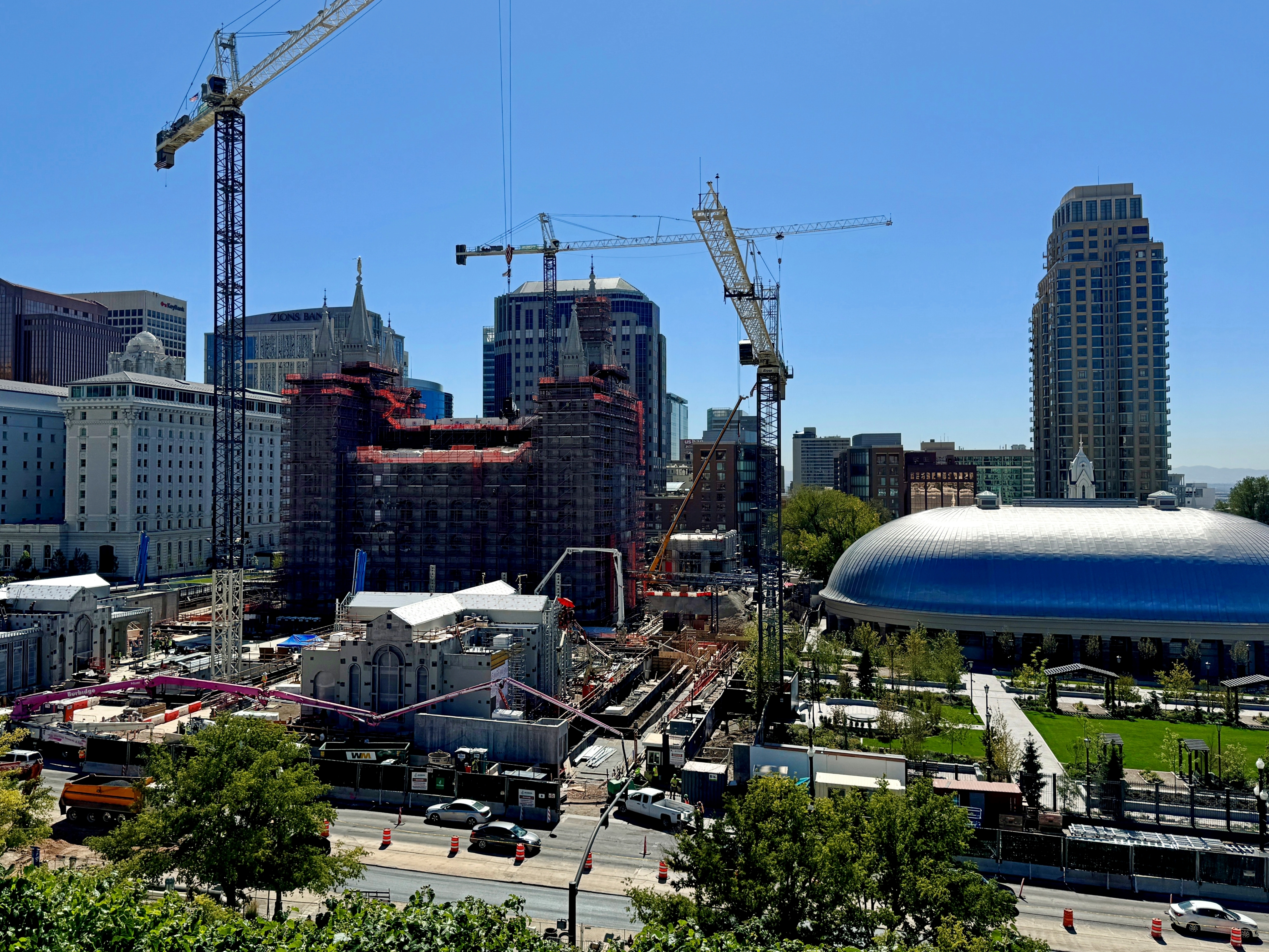 caption: Temple Square in Salt Lake City, Utah, under renovation.  Utah is among a growing number of states pressing cities to build more affordable housing.