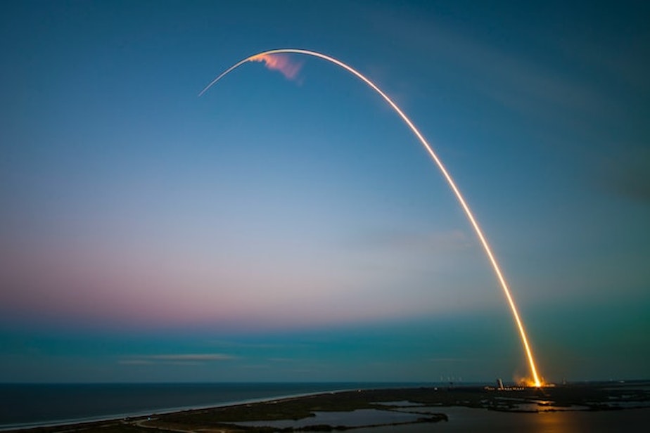 caption: A SpaceX rocket launches from the Cape Canaveral Air Force Station in Florida.