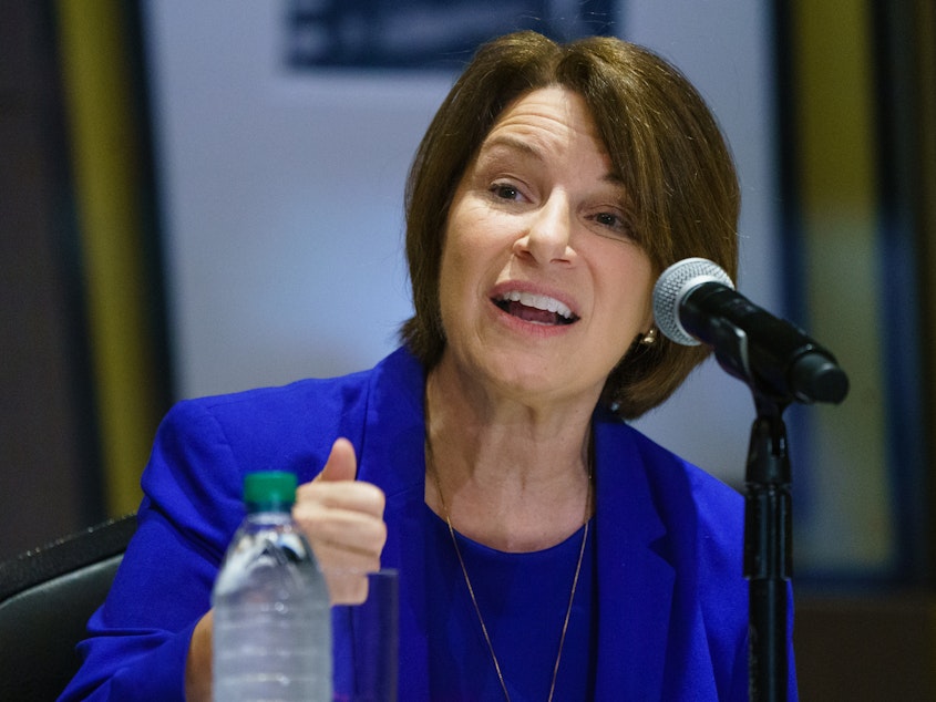 caption: Sen. Amy Klobuchar (D-MN) is co-sponsoring a bill that seeks to hold social media platforms responsible for the proliferation of health misinformation during a public health emergency.