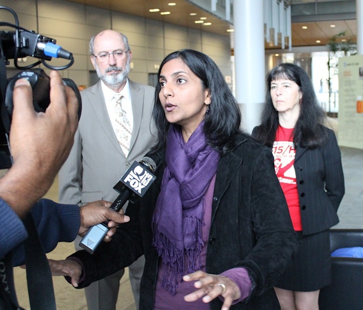 caption: Seattle City Councilmember Kshama Sawant