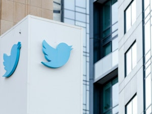 caption: The outside of Twitter's headquarters in San Francisco last month. The upheaval at the influential social media company threatens to make political violence worse around the world, according to human rights activists.