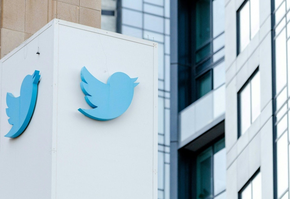 caption: The outside of Twitter's headquarters in San Francisco last month. The upheaval at the influential social media company threatens to make political violence worse around the world, according to human rights activists.
