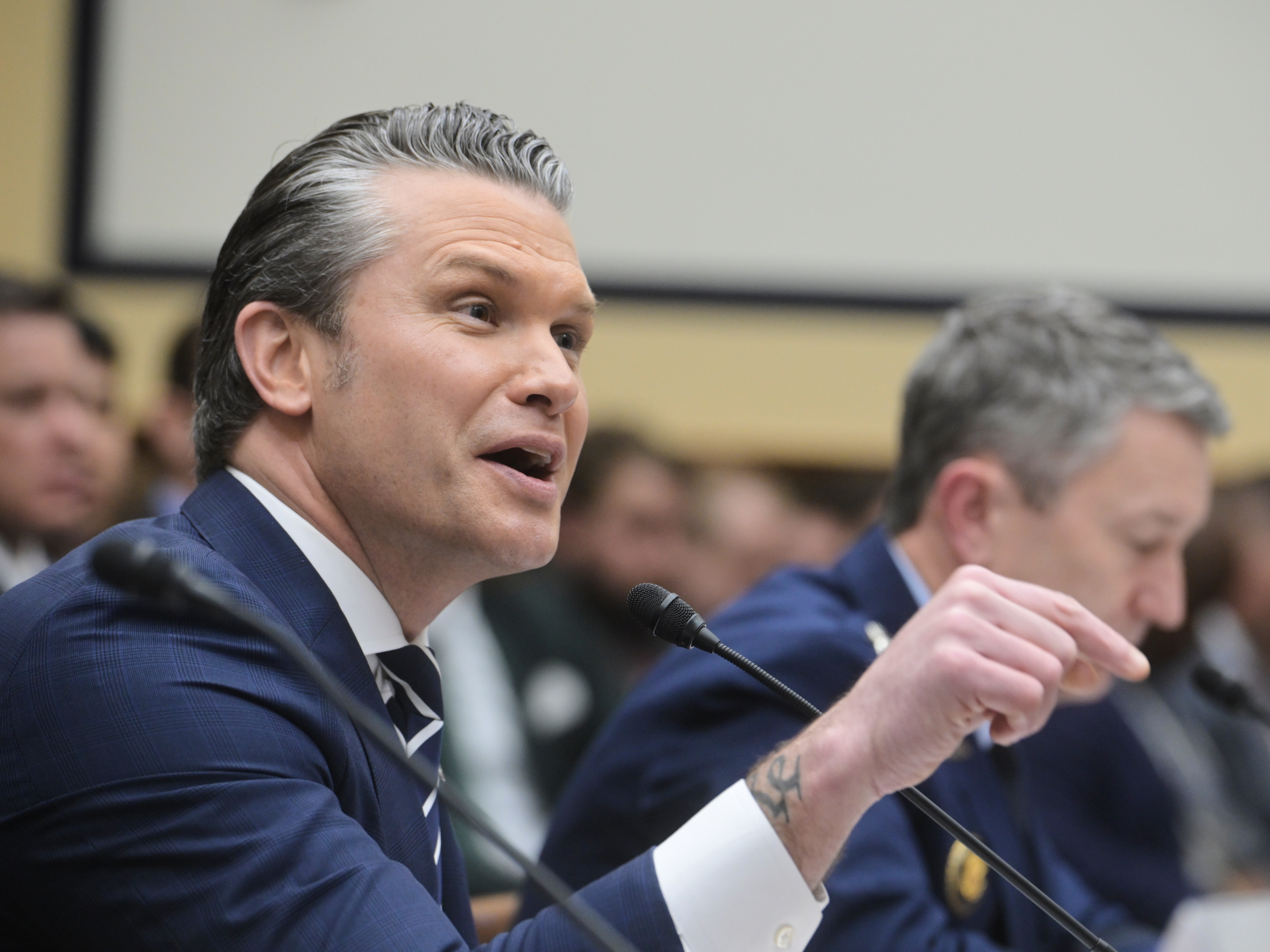 caption: Defense Secretary Pete Hegseth testifies about the Iran war before the House Armed Services Committee on Wednesday. Hegseth described the military operation as a major success and criticized 'defeatist' Democrats who pushed back against his assessment of the war.