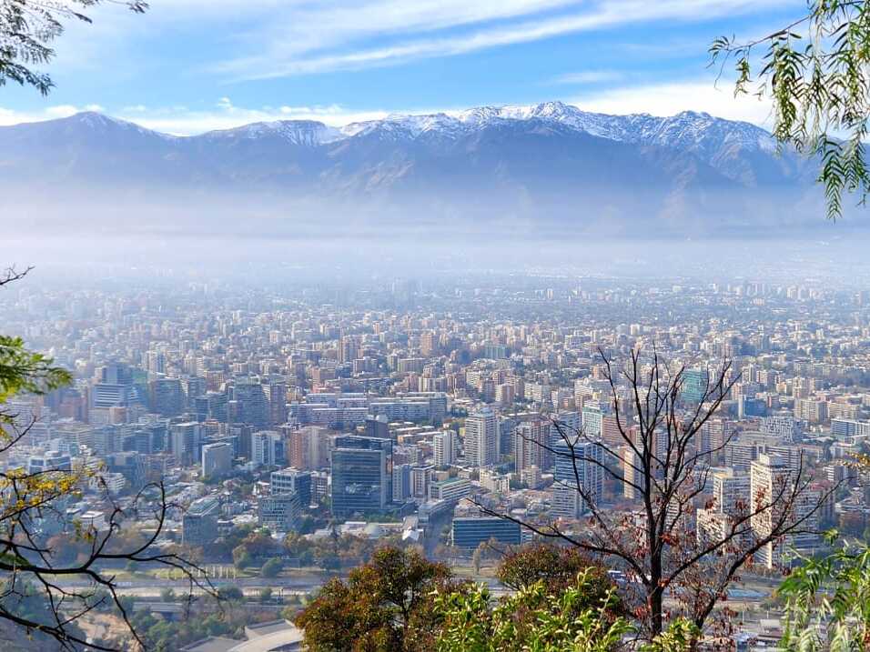 caption: The view of the Andes from Cerro San Cristobal above Santiago, Chile.