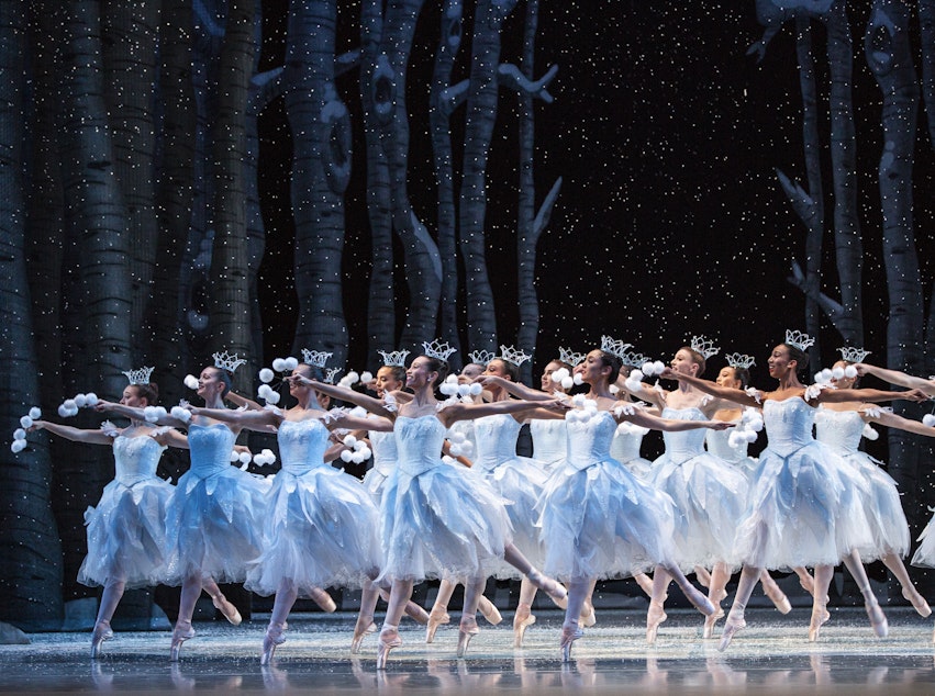 caption: Pacific Northwest Ballet company members in George Balanchine's "Nutcracker"