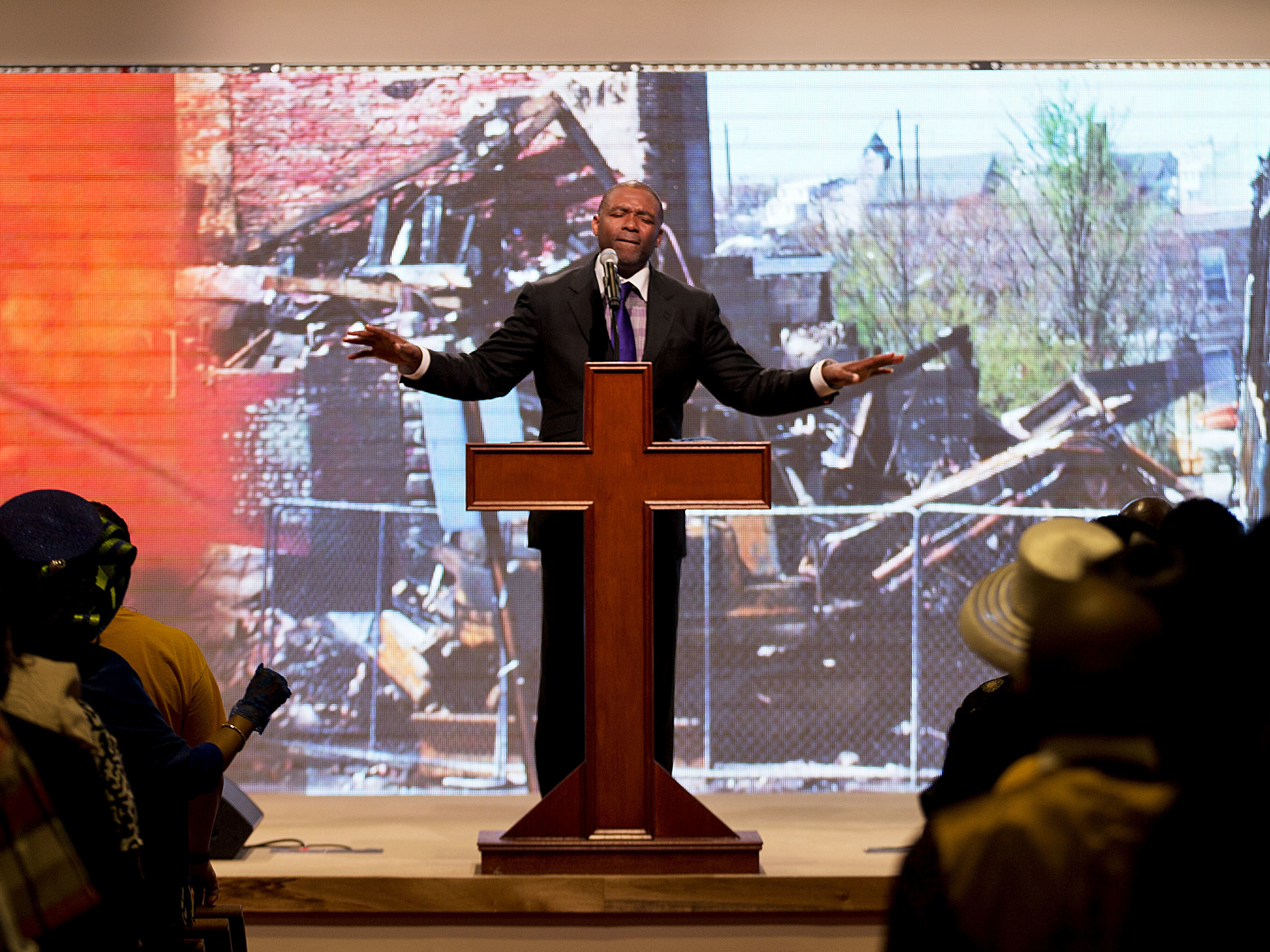 caption: Pastor Donte Hickman, seen at Southern Baptist Church in 2015, says he's had some productive conversations with the Trump administration on policy issues.