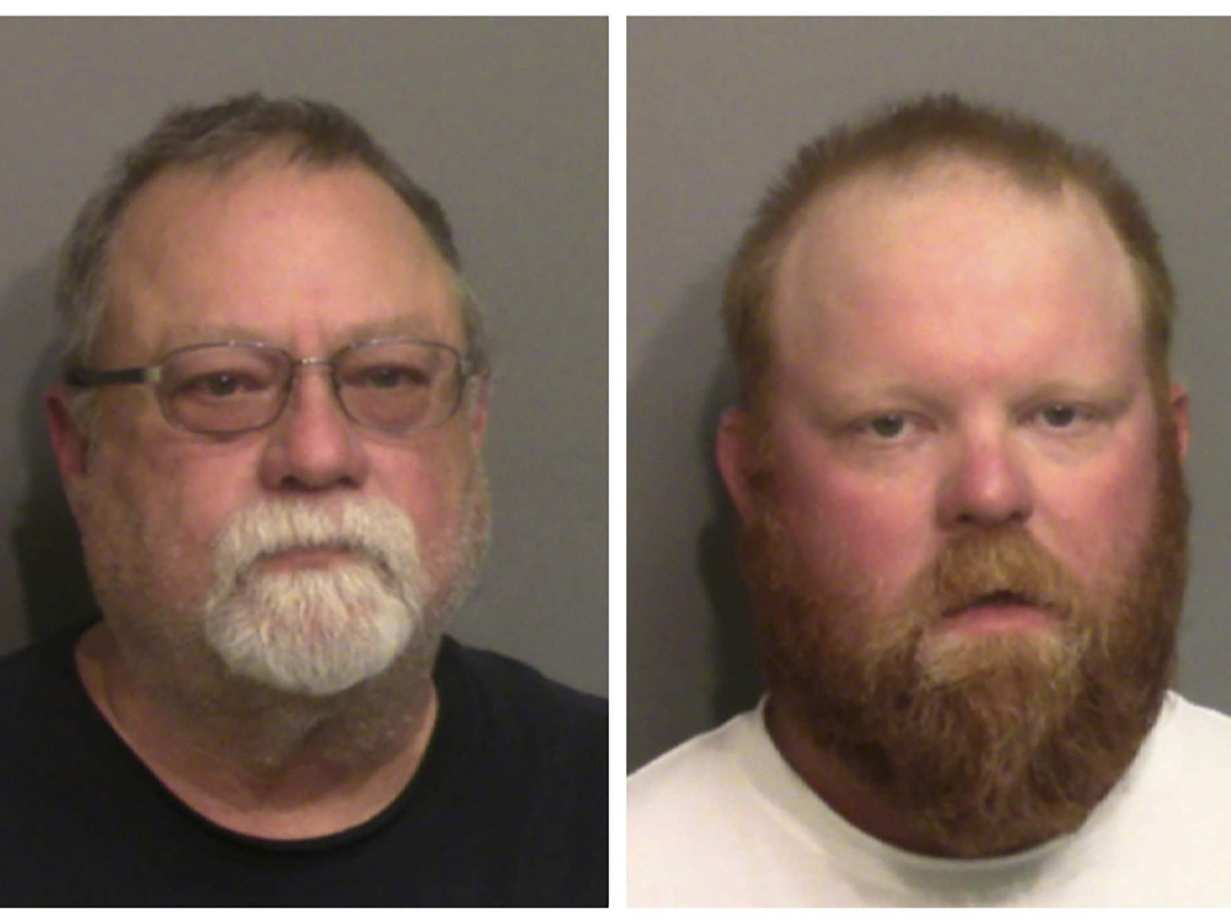 caption: Gregory McMichael and his son Travis McMichael have been charged with murder in the February shooting death of Ahmaud Arbery, whom they had pursued in a truck after spotting him running in their neighborhood.