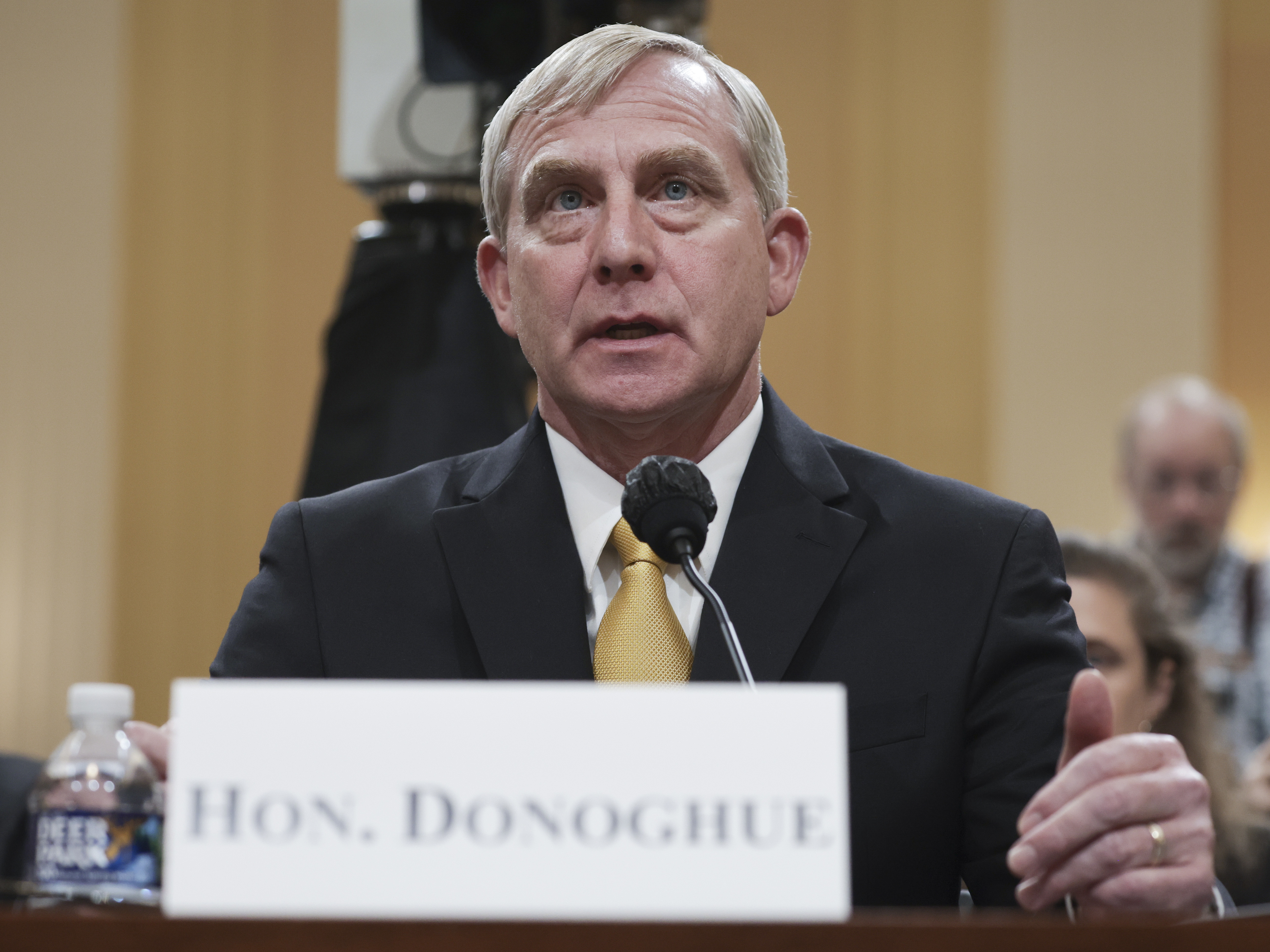 caption: Richard Donoghue, former acting deputy attorney general, testifies Thursday before the House Select Committee to Investigate the January 6th Attack.