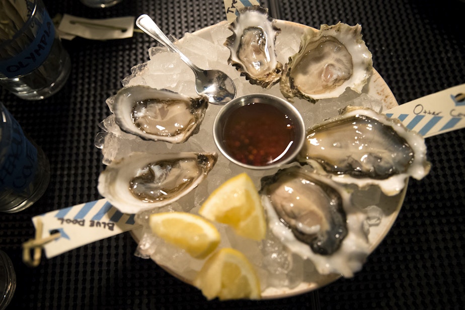 caption: An oyster tray at Seattle restaurant Westward.