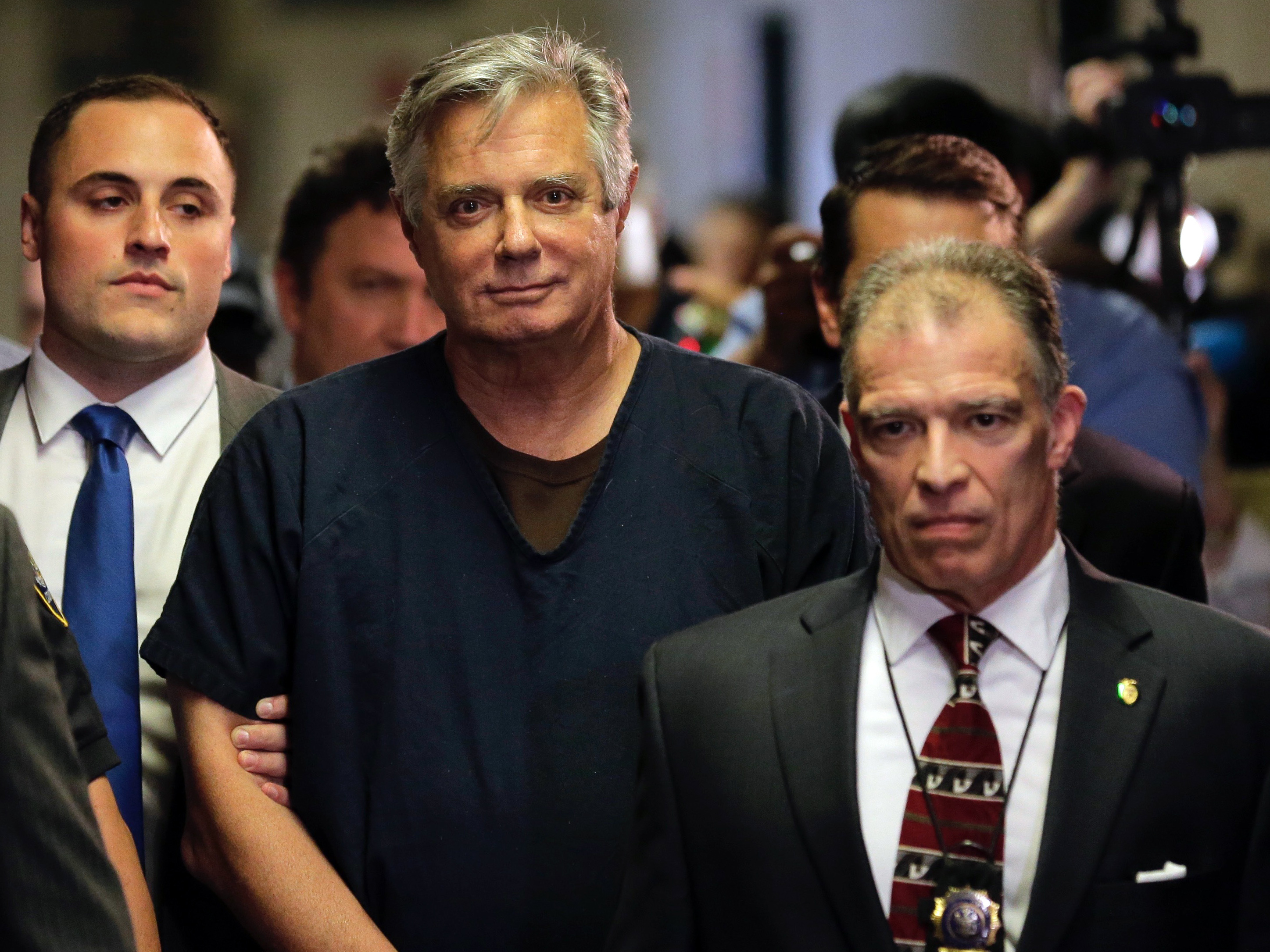 caption: Paul Manafort, here arriving last year for a New York court session, argued that his health and age made him susceptible to contracting the coronavirus in prison.