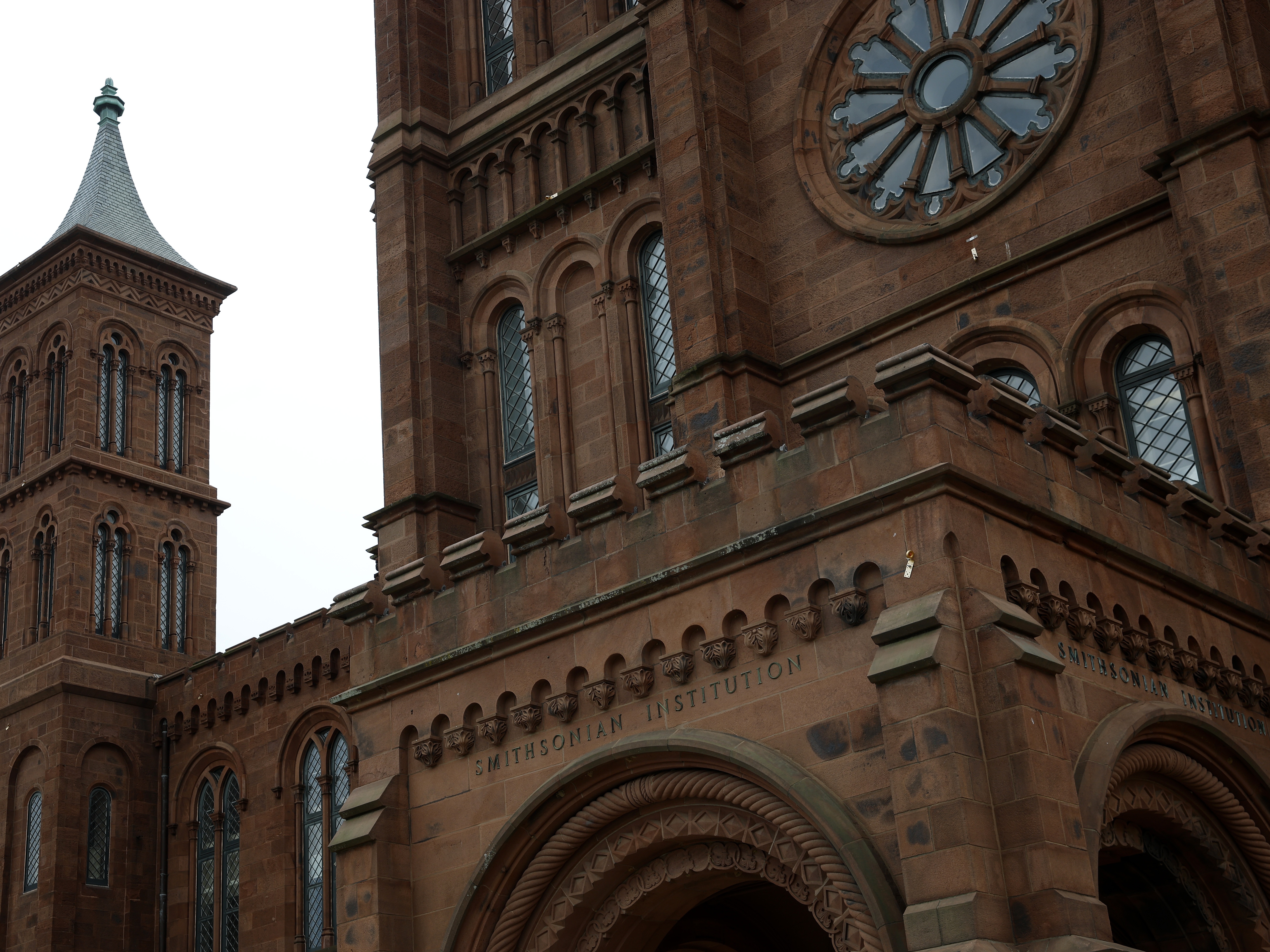 caption: The Smithsonian Institution Building on the National Mall is seen on March 28 in Washington, D.C. The organization is the target of an order from President Trump that seeks to restore "truth and sanity to American history."