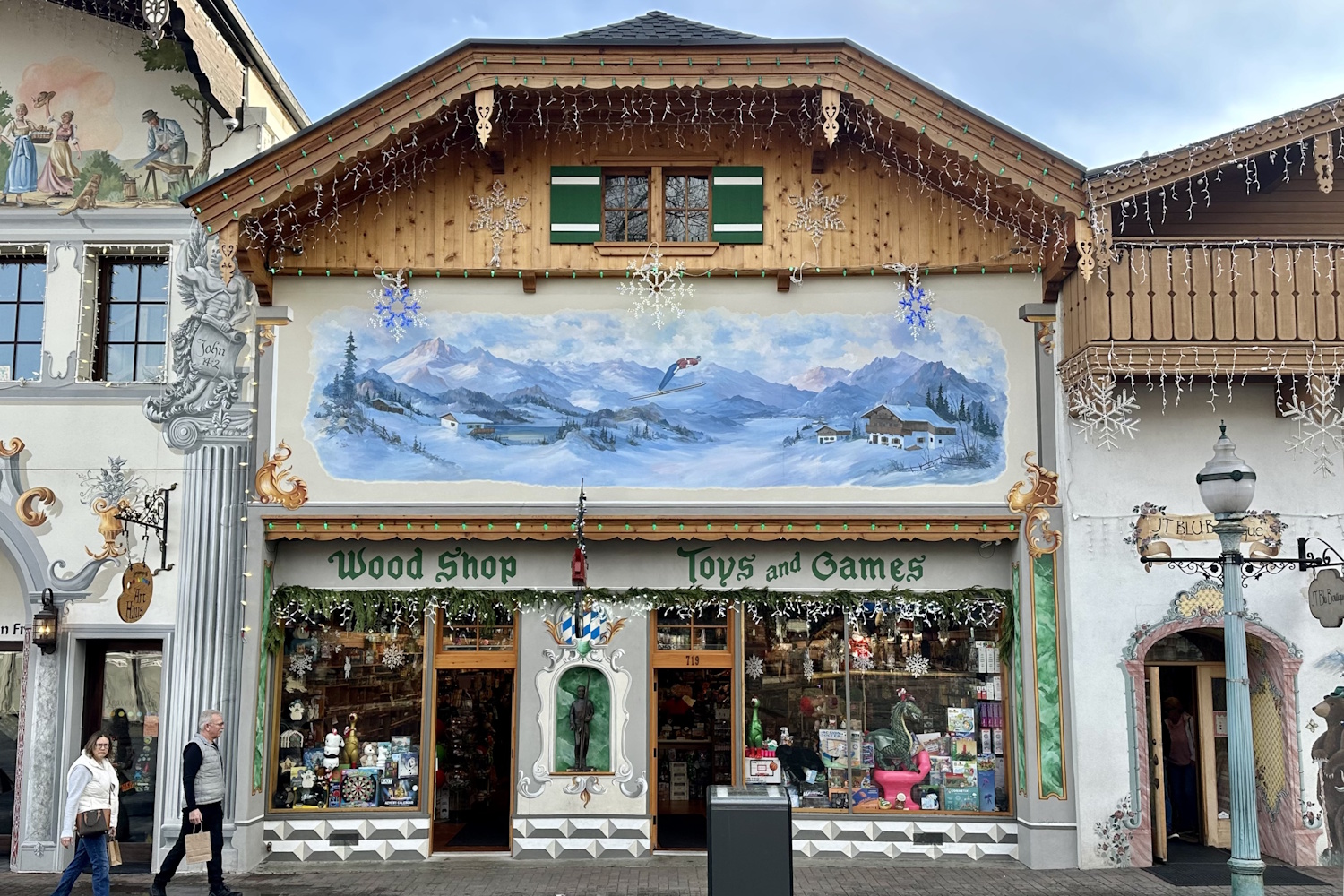 caption: The Wood Shop, a toy store in Leavenworth, Washington, where a flood-damaged highway has business owners worried about Christmas tourism this year.