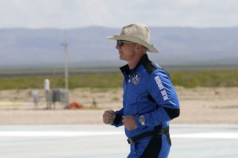 caption: Jeff Bezos, founder of Amazon and space tourism company Blue Origin, jogs onto his rocket landing pad ahead of his trip to the edge of space on Tuesday. When top executives like Bezos have dangerous hobbies, there's often little company boards can do.