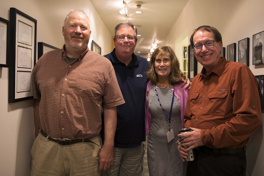 caption: L-R: Mike McGinn, Chris Vance, Joni Balter, Ross Reynolds 