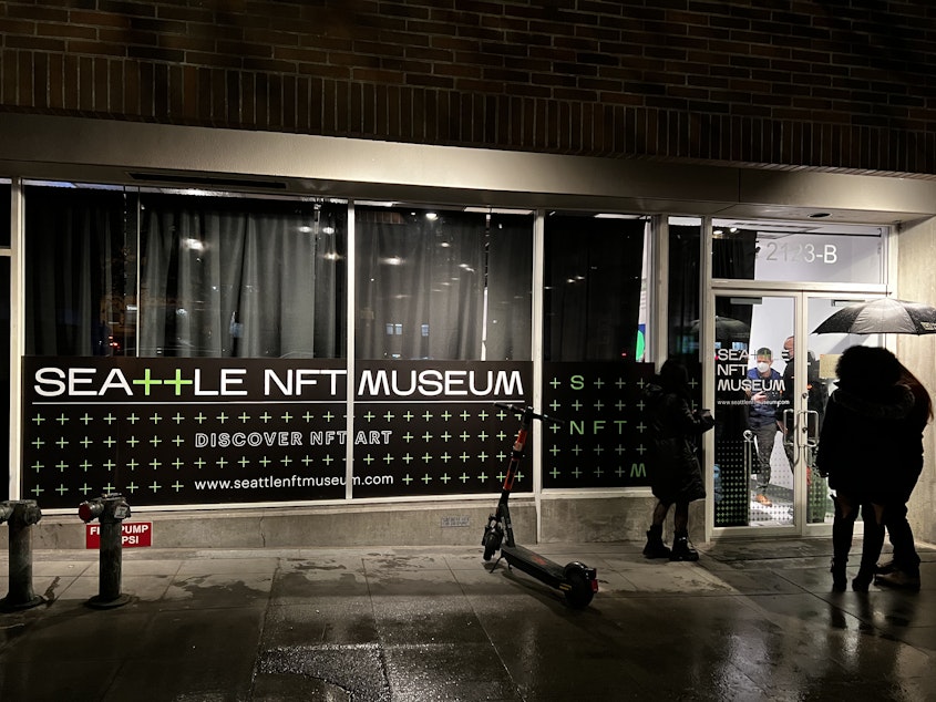caption: Located in Belltown, the Seattle NFT Museum aims to showcase NFTs, their creators, and offers educational components to help the public understand just what this new technology is.