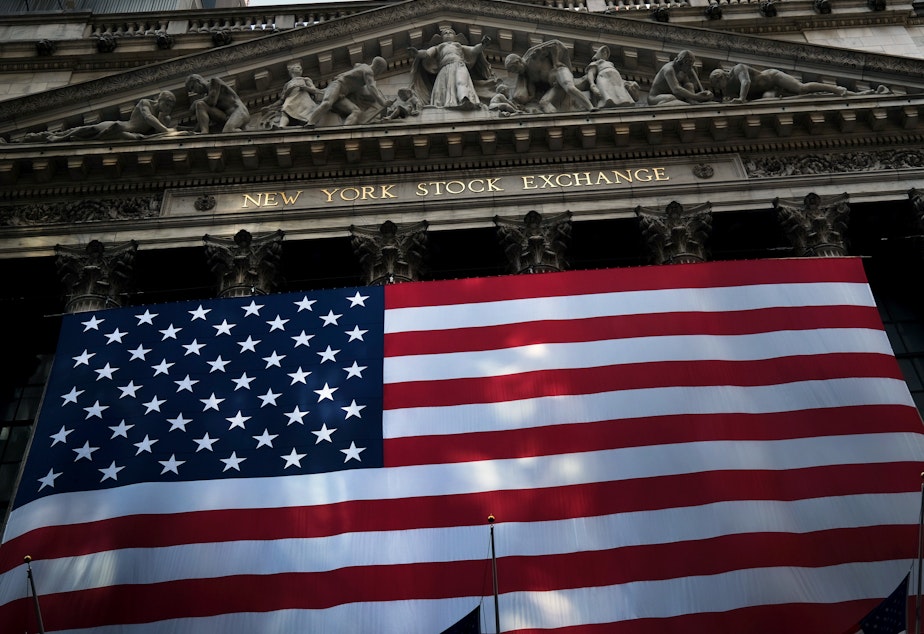 The American flag hangs in front of the New York Stock Exchange on September 21, 2020, in New York City. Citigroup estimates the U.S. economy lost $16 trillion over the past 20 years as a result of discrimination against African Americans. 