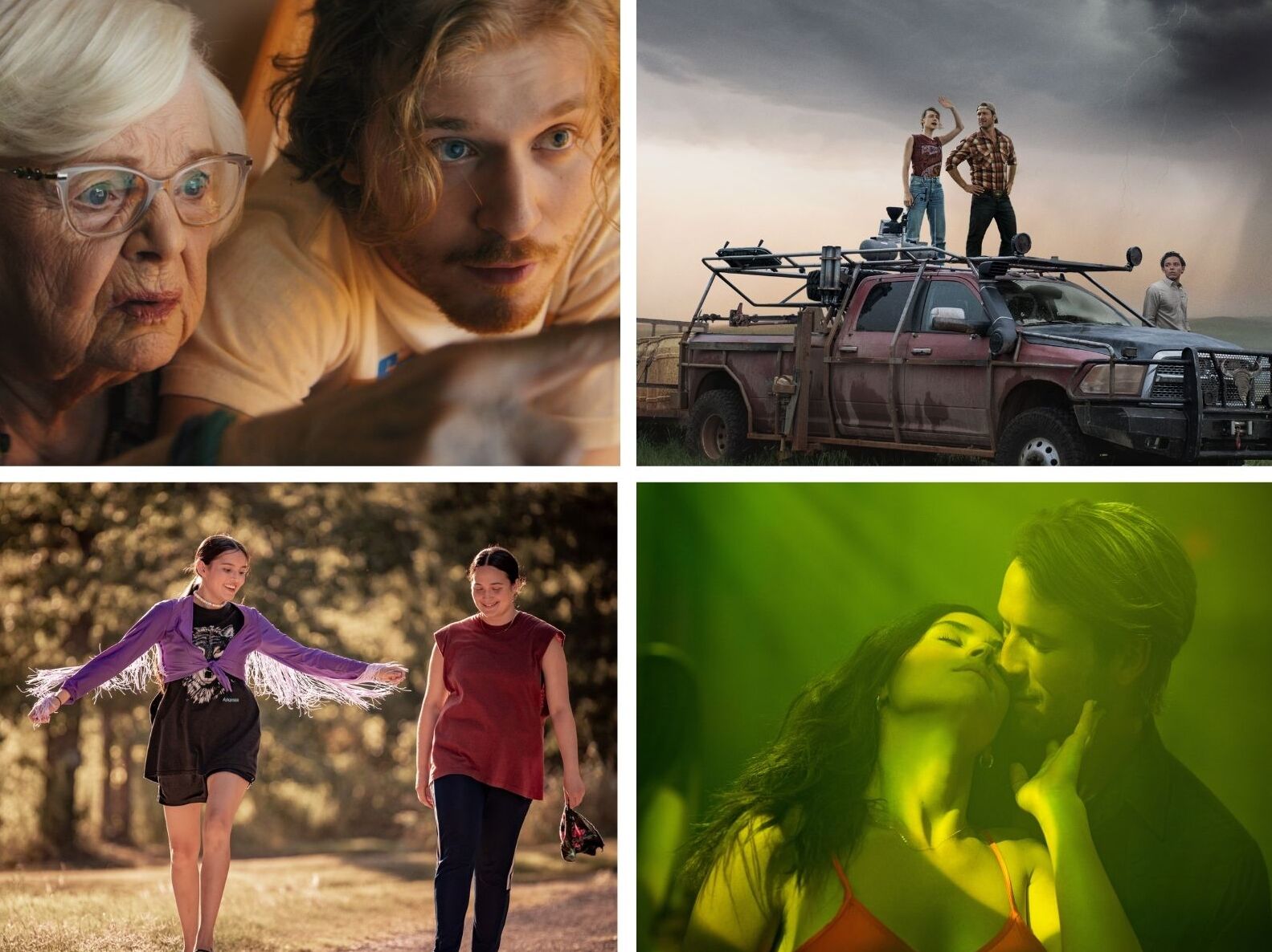 caption:  Clockwise from top left: <em>Inside Out 2</em>, <em>Thelma</em>, <em>Twisters</em>, <em>Hit Man</em>, <em>Fancy Dance </em>and<em> Beverly Hills Cop: Axel F</em>.