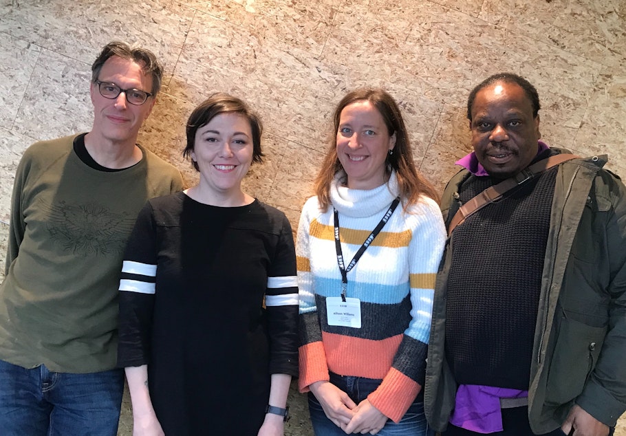 caption: Bill Radke, Erica C Barnett, Allison Williams and Charles Mudede