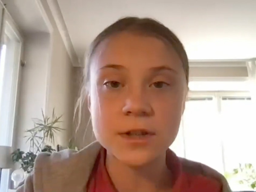 caption: Climate activist Greta Thunberg, 18, is adding vaccine inequality to her agenda. In a speech on Monday, she said it was "unethical" to vaccinate young people in rich countries when health workers in low resource countries aren't yet inoculated.