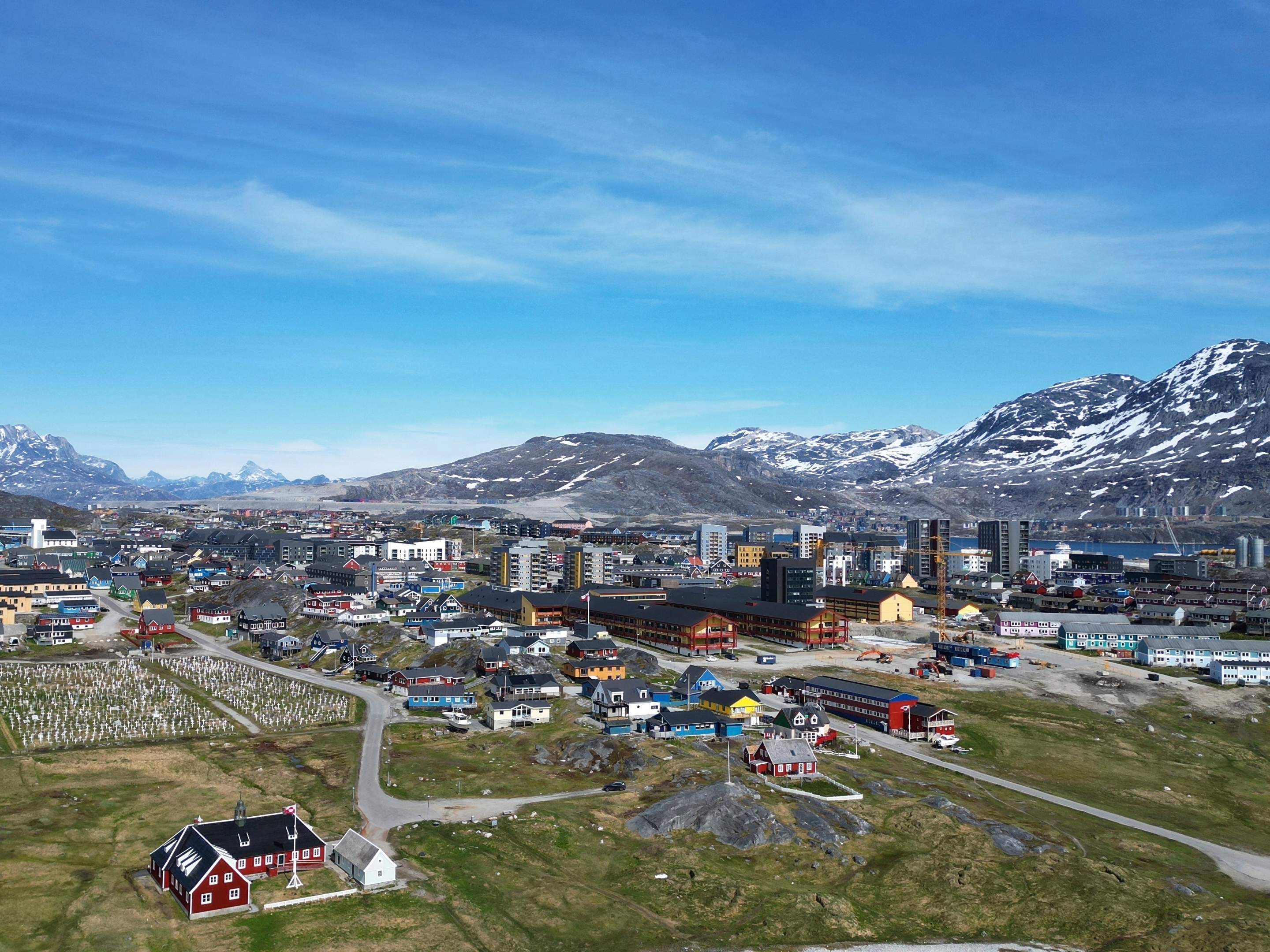 caption: FILE - A view of houses in Nuuk, Greenland, Sunday, June 22, 2025