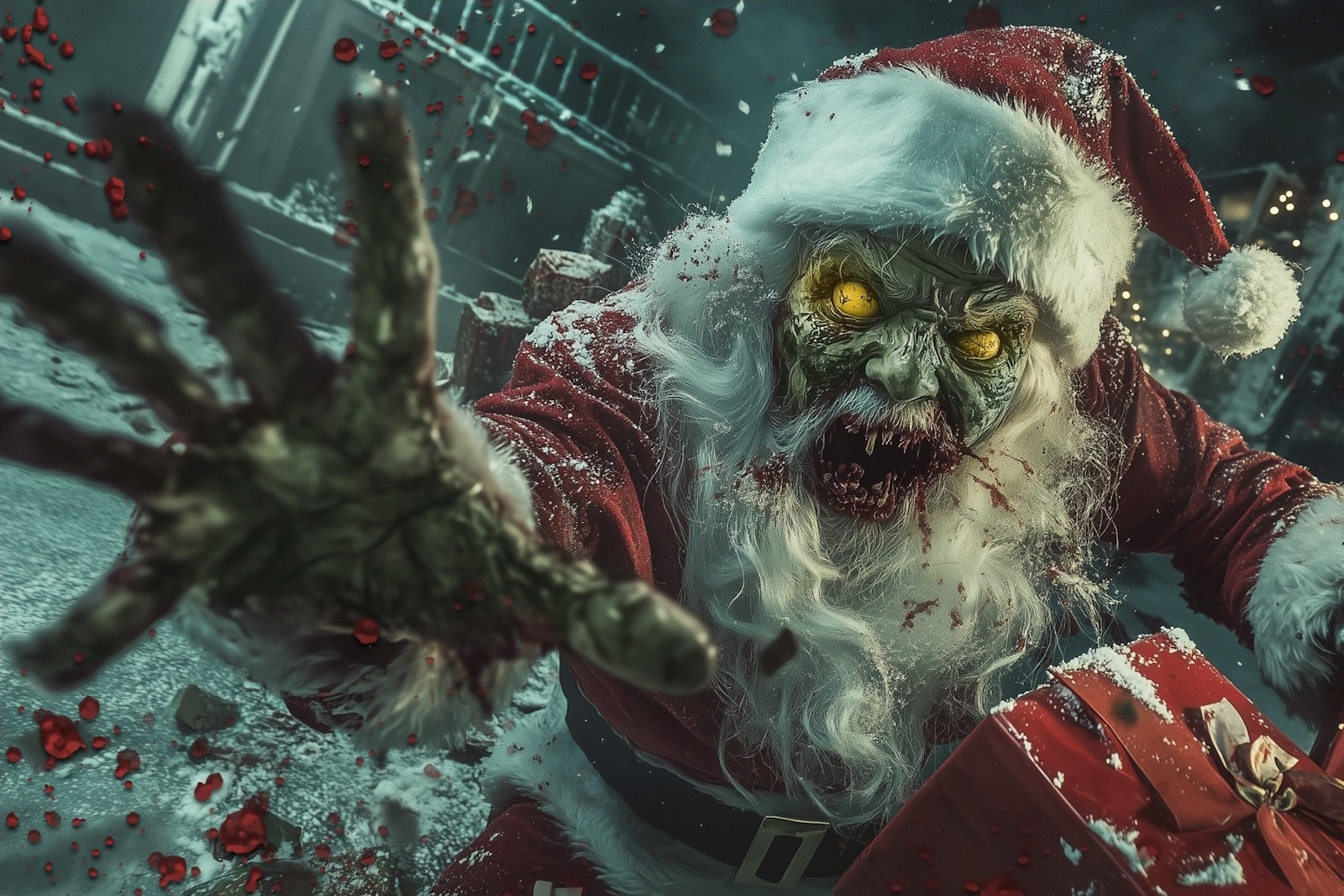 caption: The six-fingered zombie Santa Claus as depicted in art from Call of Duty Black Ops 6.