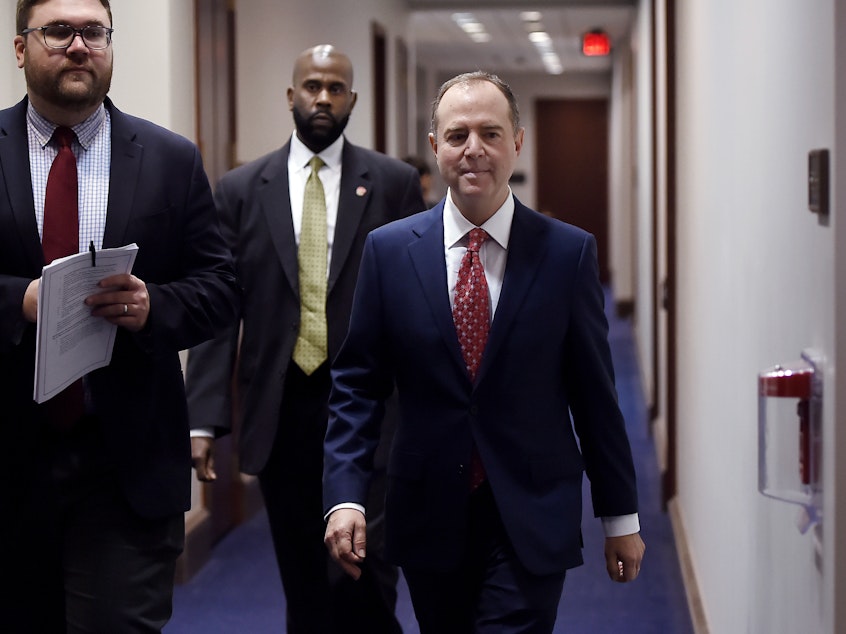 caption: House Intelligence Committee Chairman Adam Schiff, D-Calif., has announced the first open hearings of the impeachment inquiry — set to begin next week.