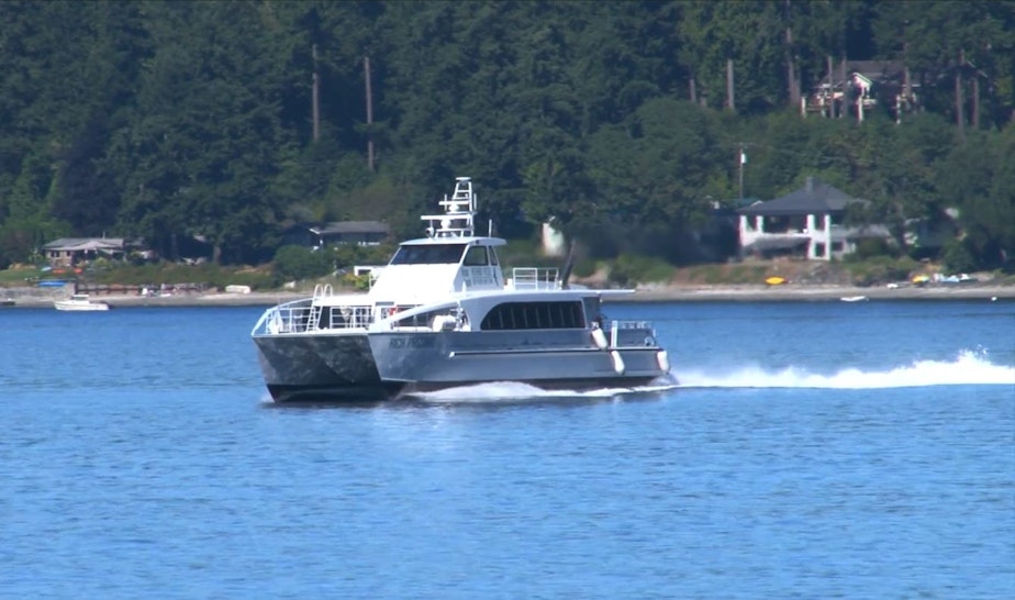 caption: The Rich Passage I can sail from Seattle to Bremerton in 28 minutes--half the time of a car ferry--without eroding shorelines, according to Kitsap Transit.