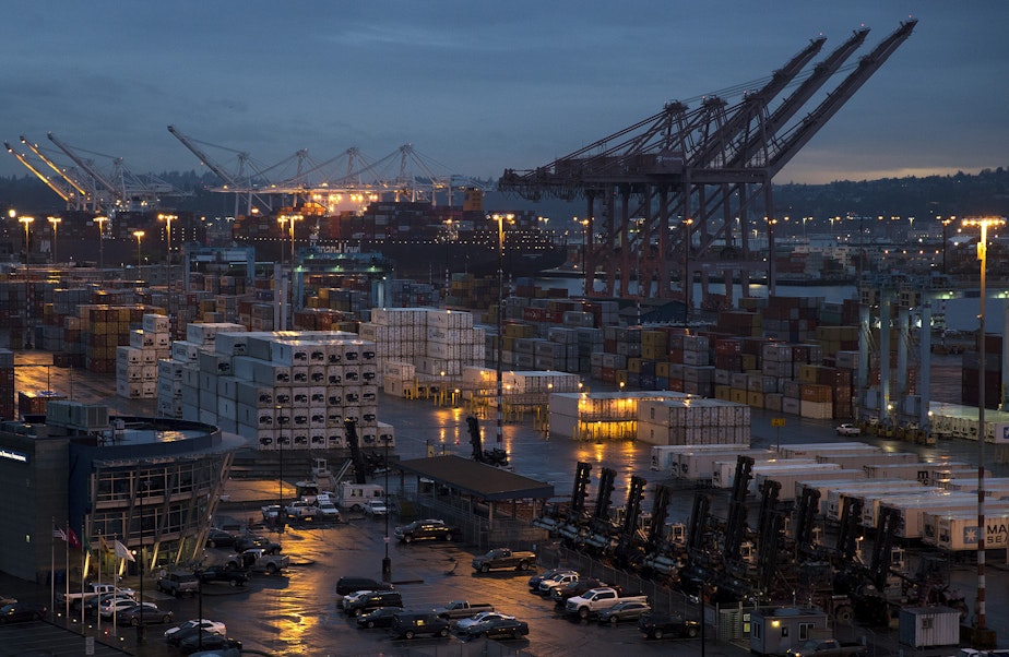 caption: The Port of Seattle is shown on Wednesday, January 9, 2019, in Seattle. 