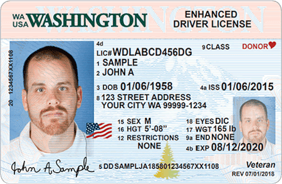 caption: The optional Enhanced Driver License issued by Washington state meets federal Real ID standards.
