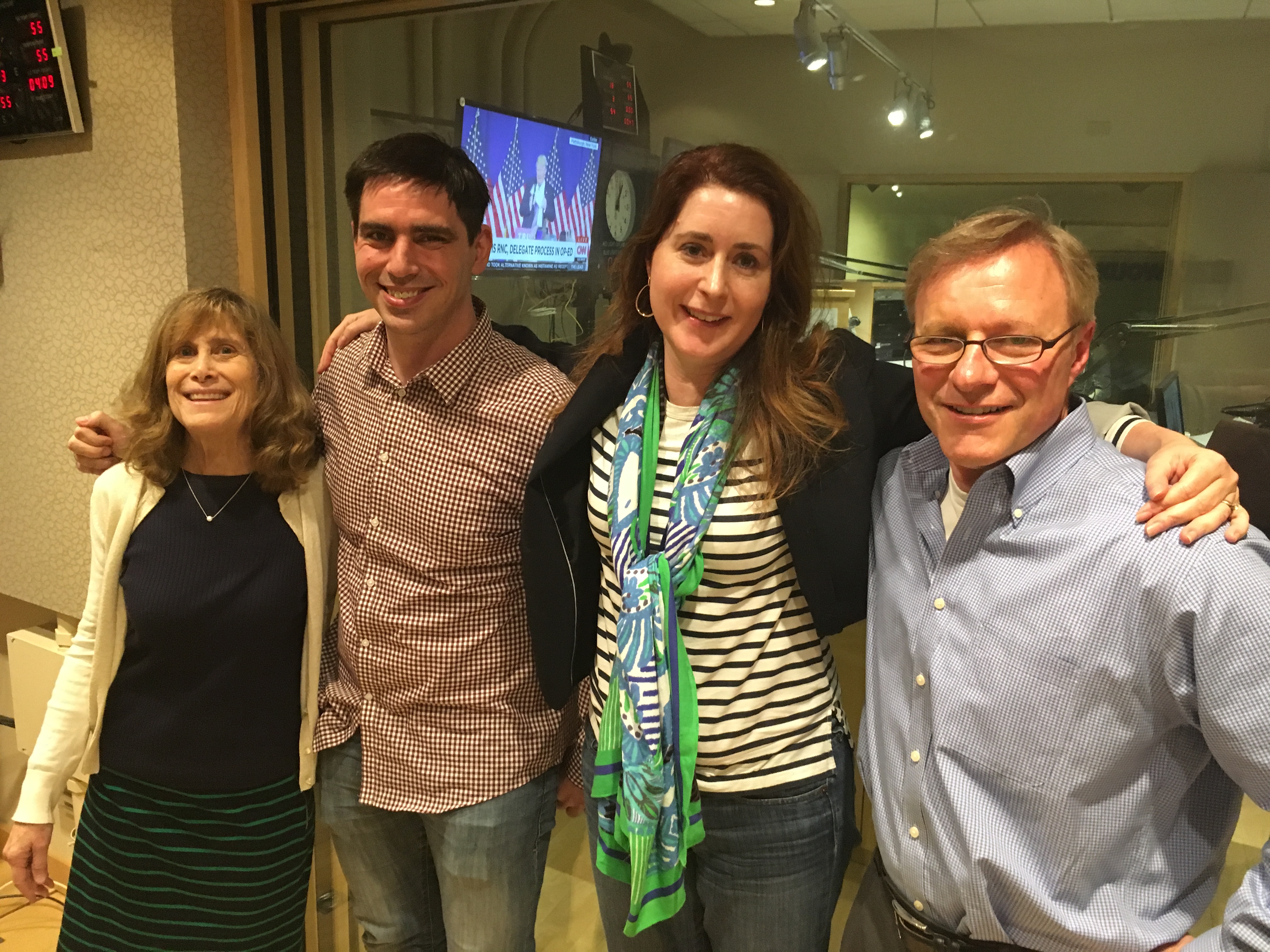 caption: 'Week in Review' panel Joni Balter, Michael Maddux, Kim Malcolm and John Carlson.